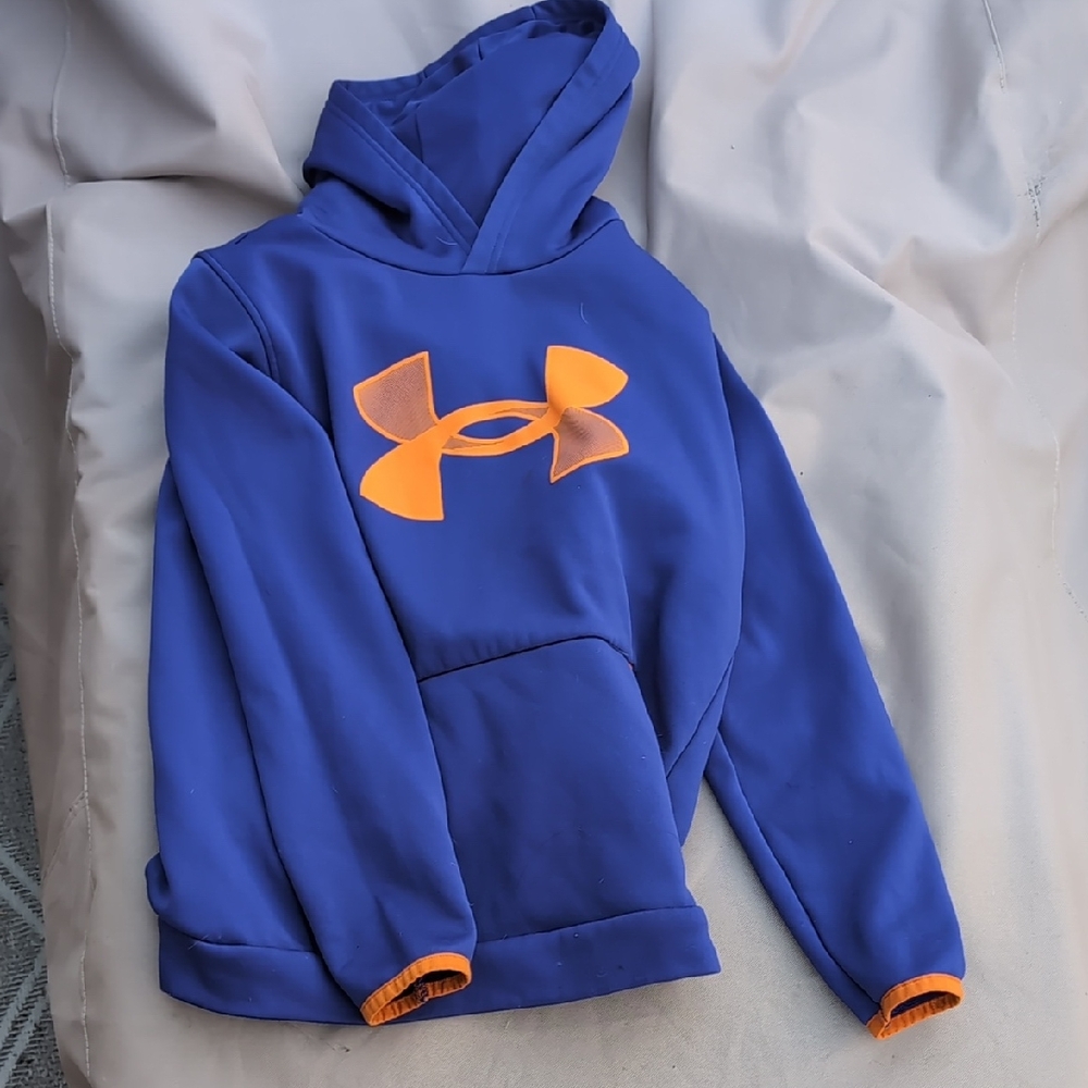 Under Armour Youth Royal Blue Hoodie with Bright Orange Logo